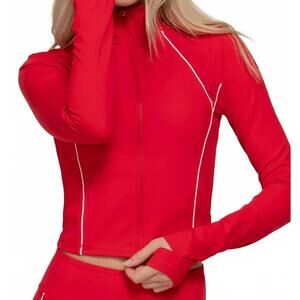 NEW ACTIVE BASIC piping active wear jacket in red